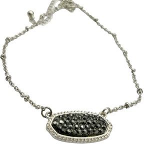 Large Kendra Scott Style Black and Silver Necklace